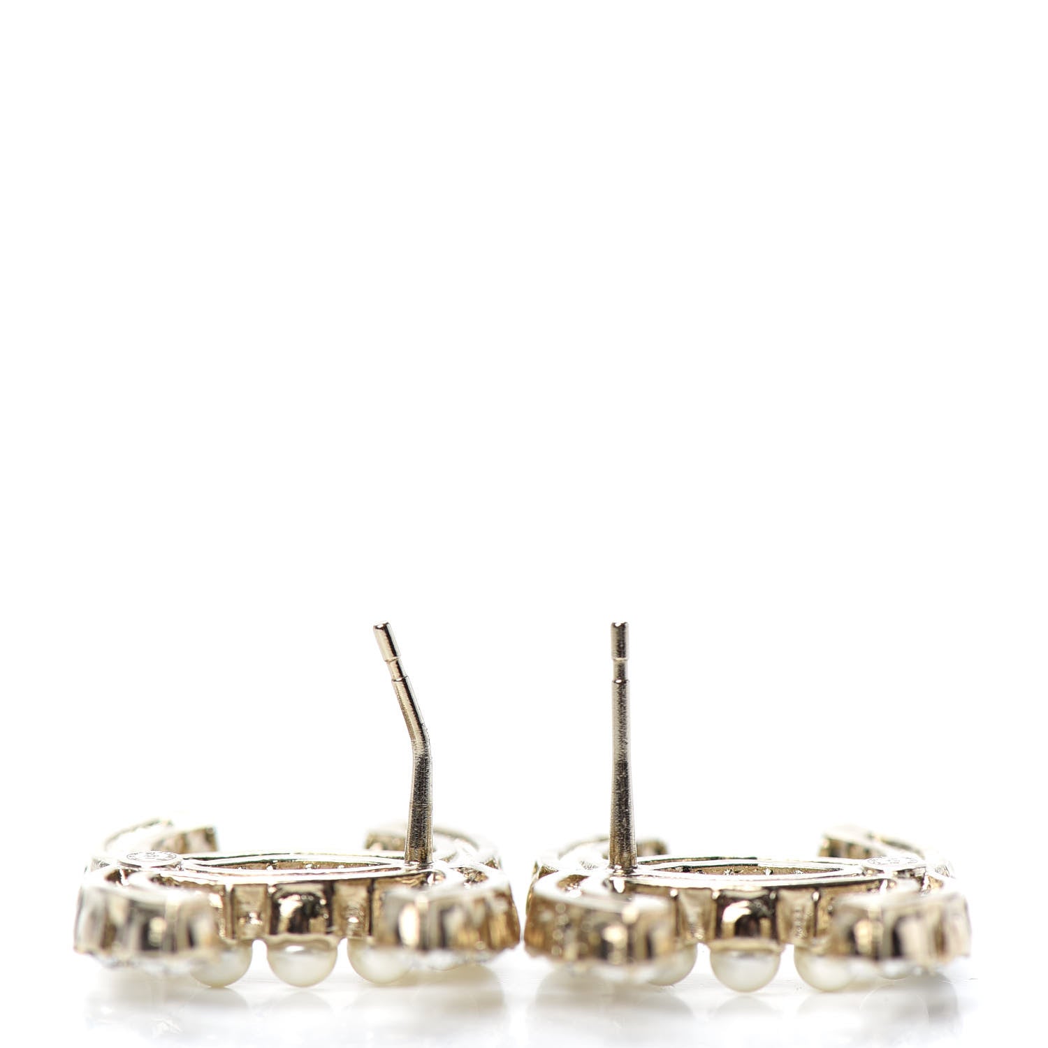 Chanel Crystal Pearl CC Dazzling Domino Earrings Gold 3 of 4