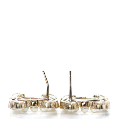 Chanel Crystal Pearl CC Dazzling Domino Earrings Gold 3 of 4