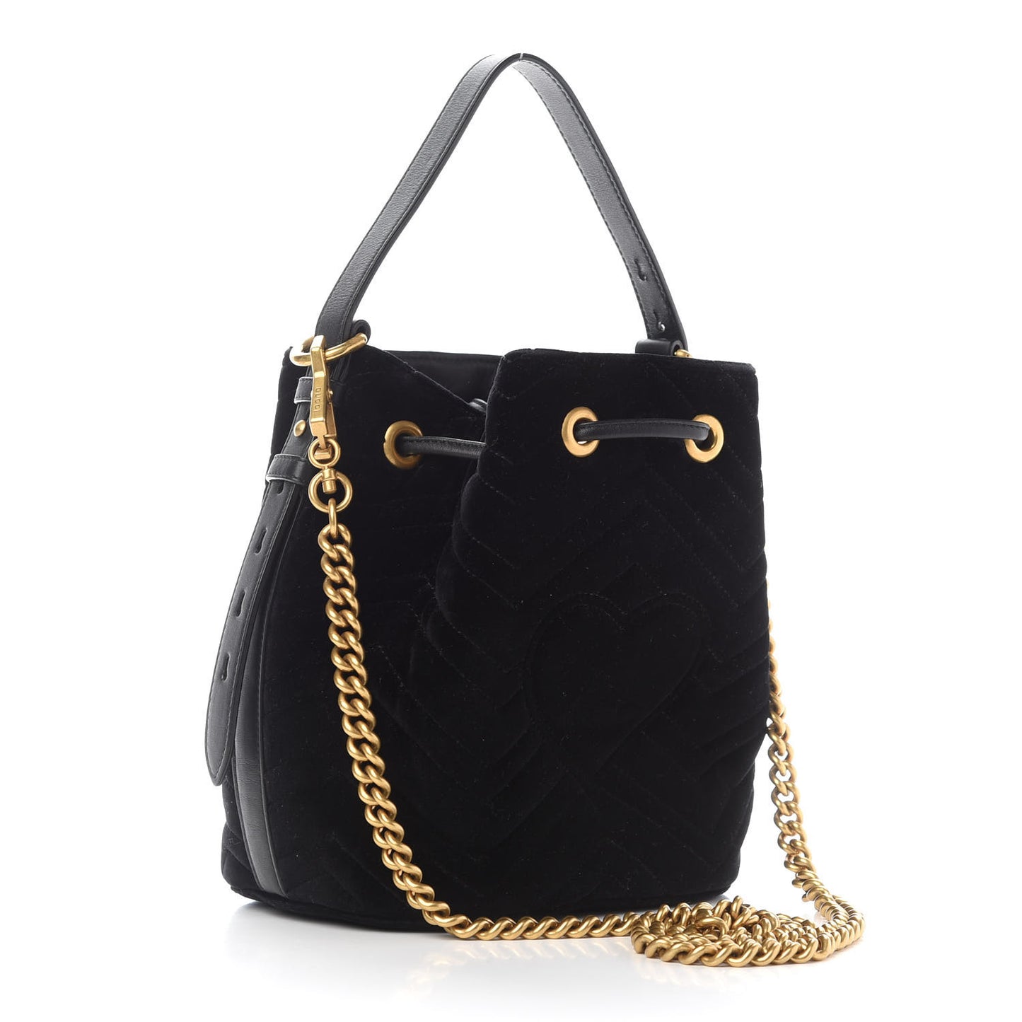 Velvet Matelasse GG Marmont Bucket Bag Black