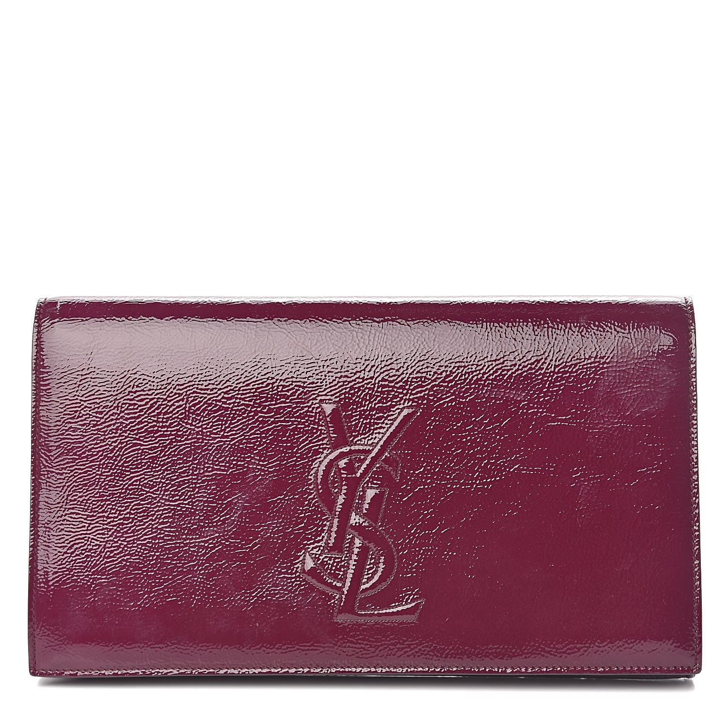 Saint Laurent Textured Patent Monogram Large Belle De Jour Clutch Purple 1 of 14