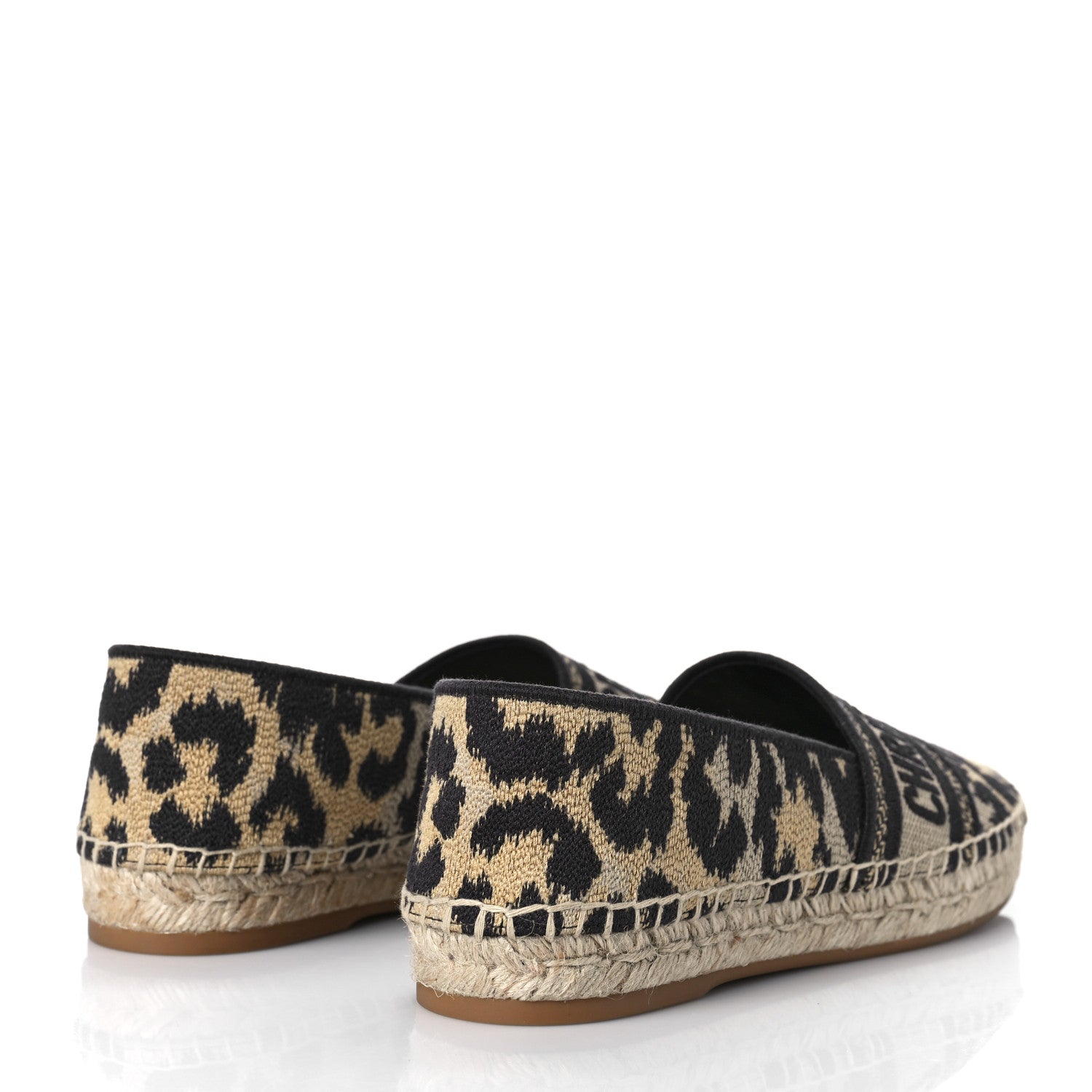 Christian Dior Cotton Embroidered Leopard Print Granville Espadrille 36.5 Natural 3 of 11