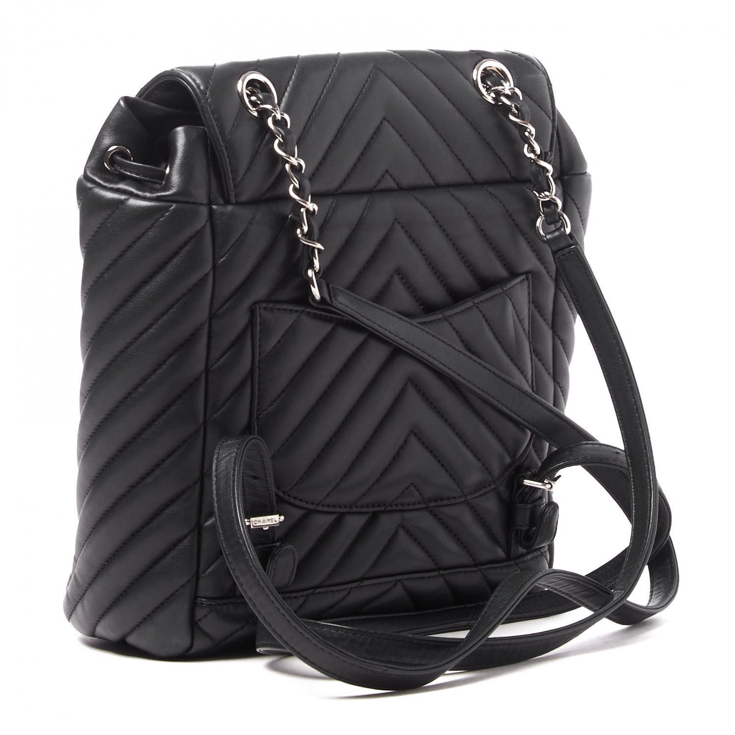 Calfskin Chevron Quilted Small Urban Spirit Backpack Black