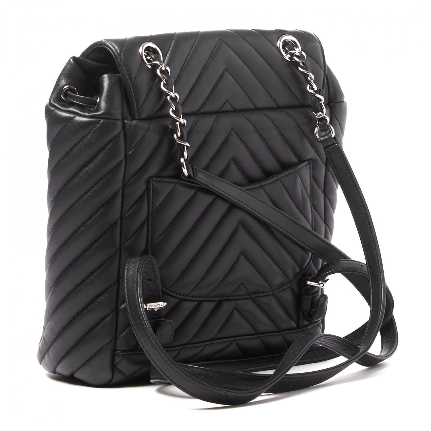 Chanel Calfskin Chevron Quilted Small Urban Spirit Backpack Black 2 of 9