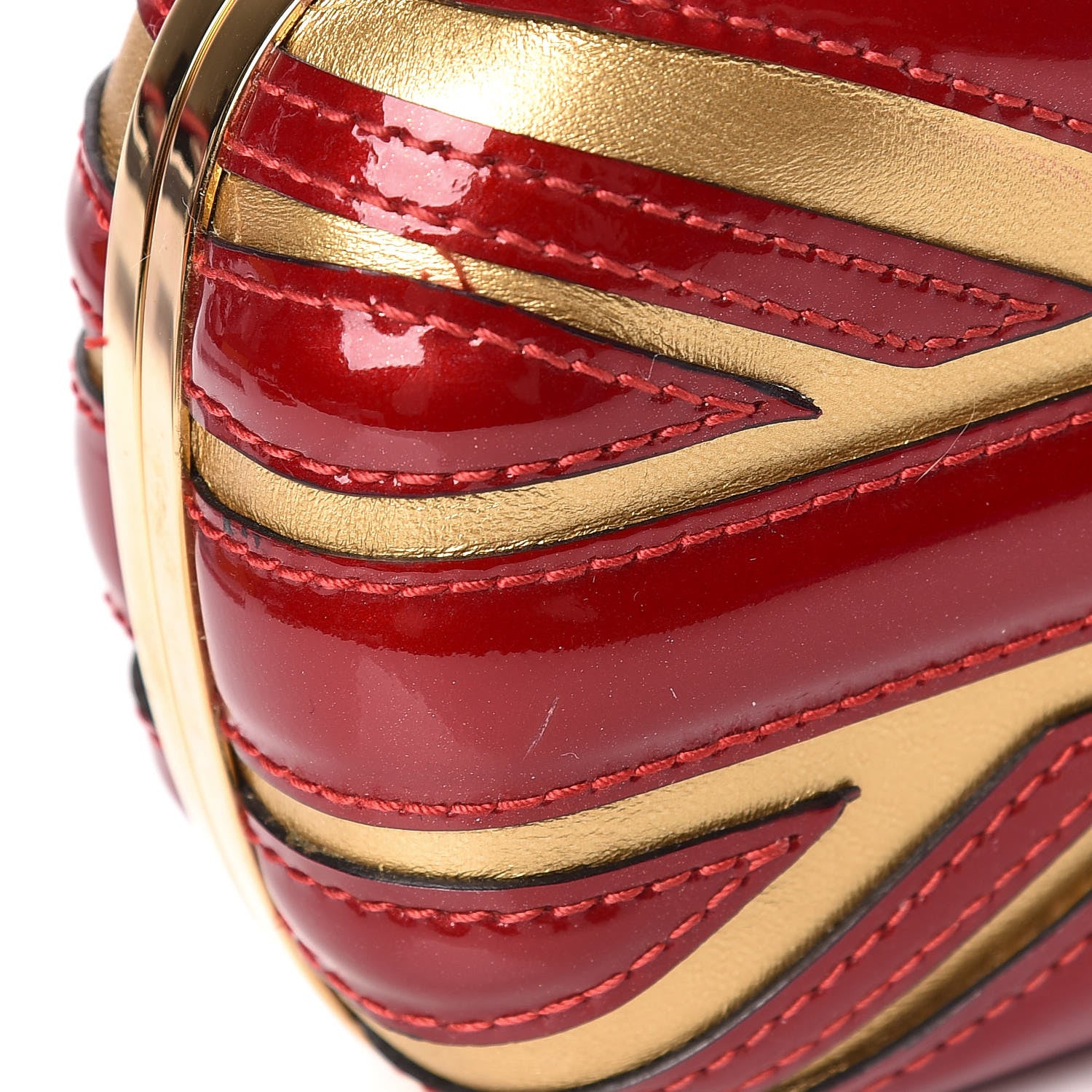 Alexander McQueen Patent Calfskin Britannia Skull Box Clutch Intense Red 11 of 12