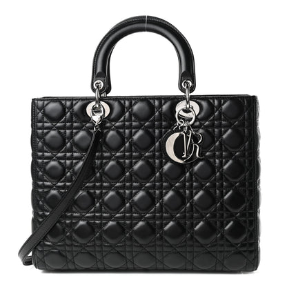 Christian Dior Lambskin Cannage Large Lady Dior Black 1 of 9