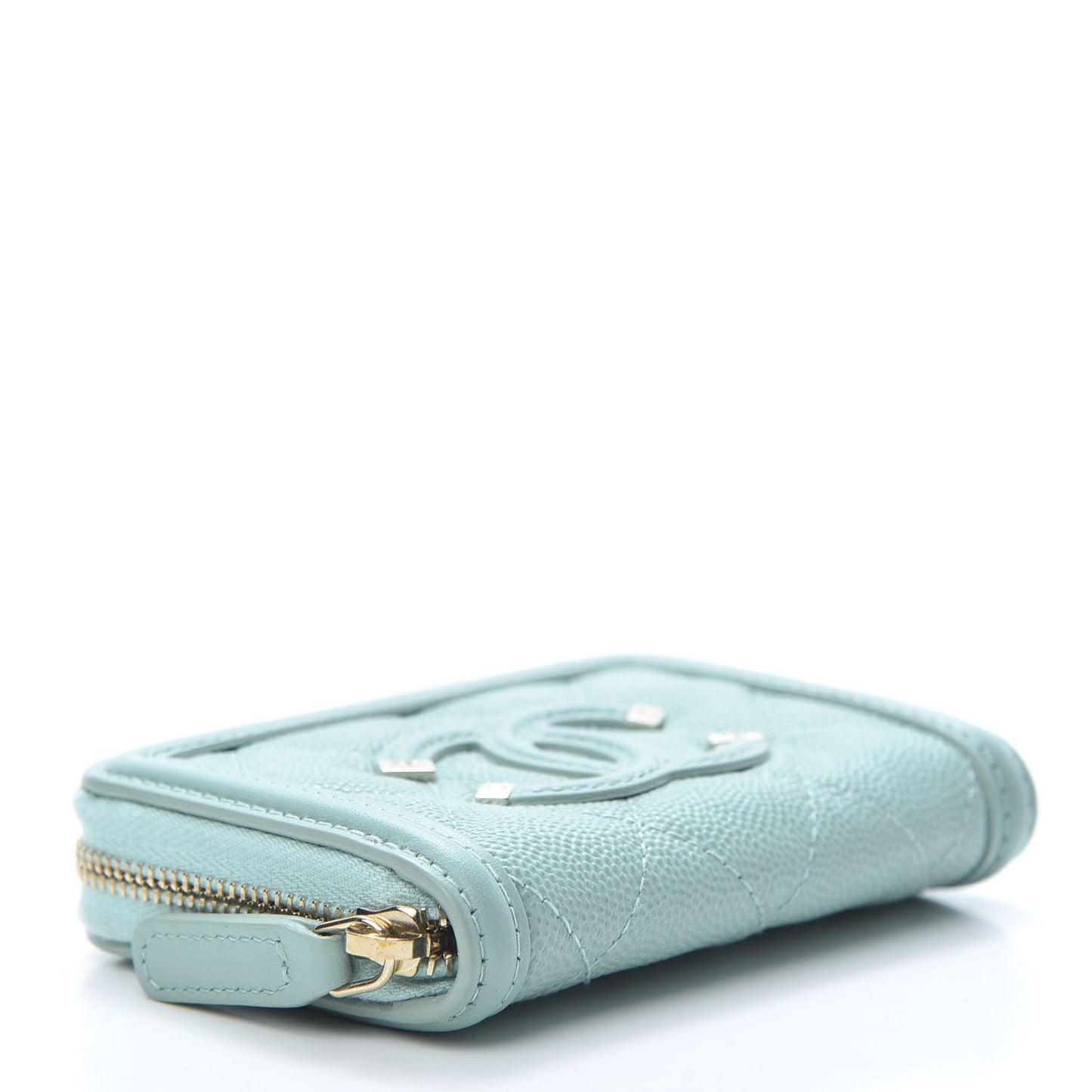 Caviar Quilted Filigree Coin Purse Blue
