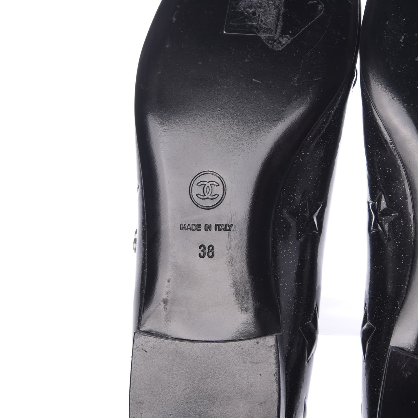 Patent Glitter Flats 38 Black