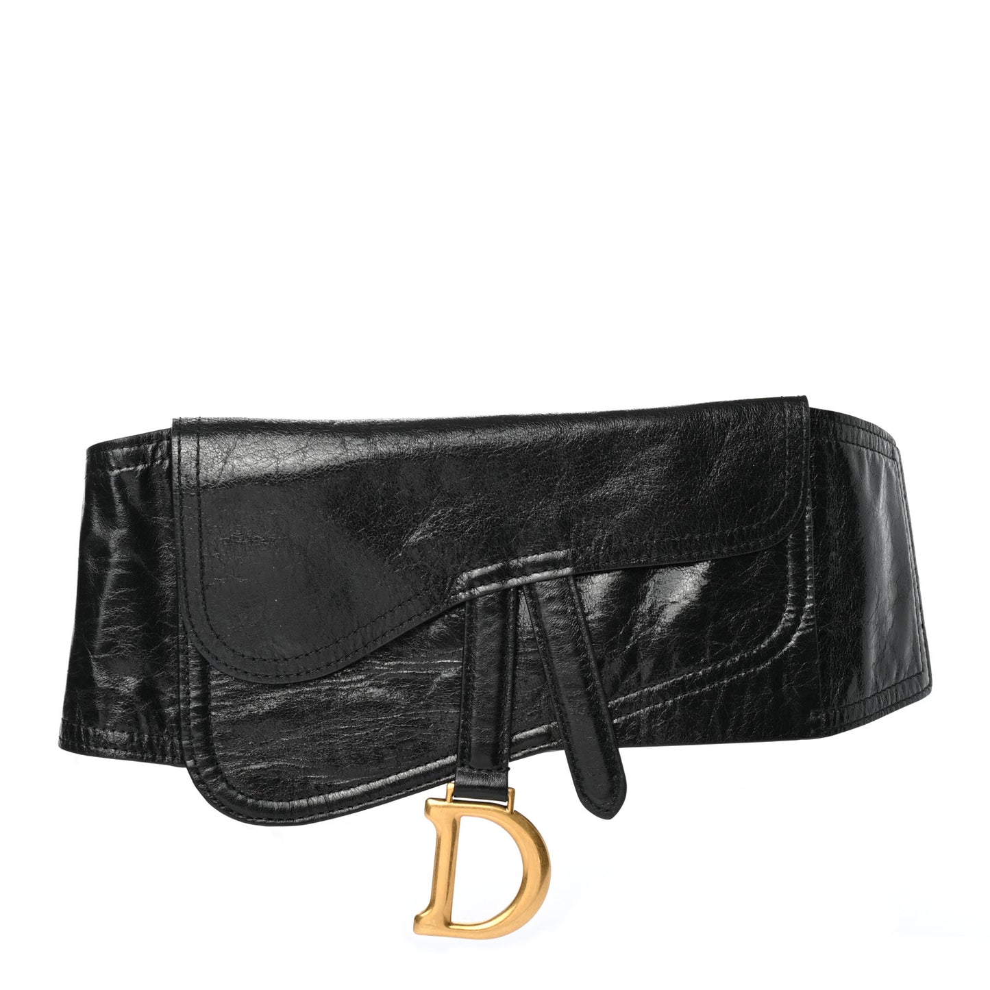 Crinkled Lambskin 135mm Saddle Belt Black