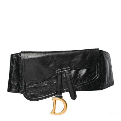 Christian Dior Crinkled Lambskin 135mm Saddle Belt Black 1 of 4