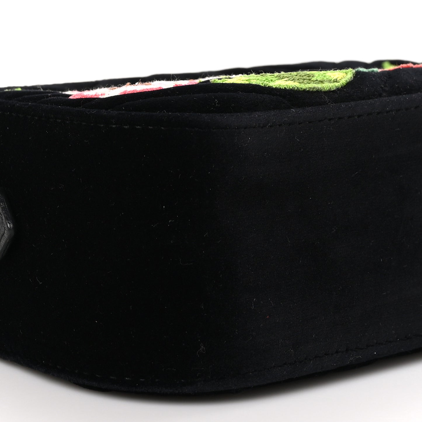Velvet Matelasse Deer Embroidered Small GG Marmont Chain Shoulder Bag Black