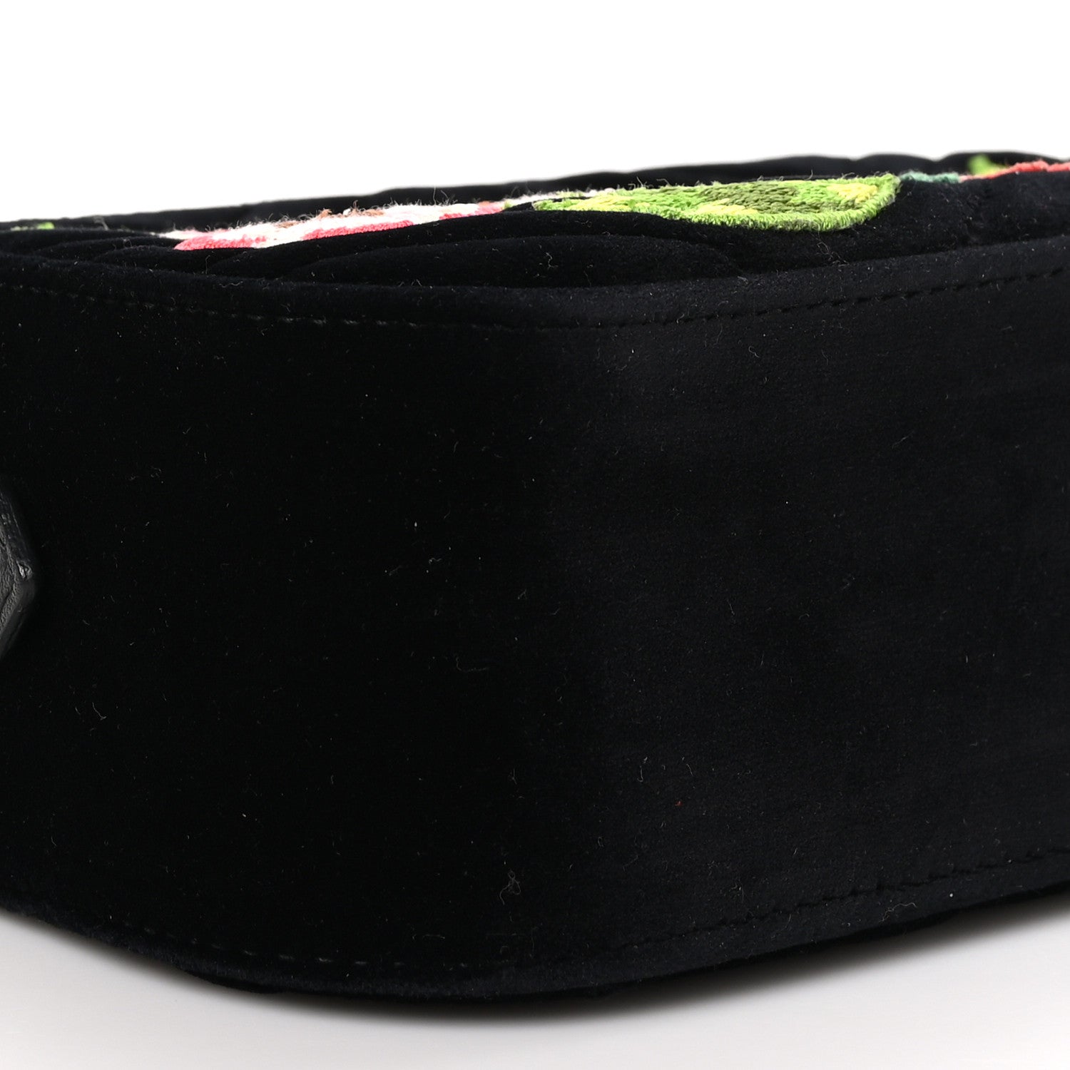 Gucci Velvet Matelasse Deer Embroidered Small GG Marmont Chain Shoulder Bag Black 9 of 11
