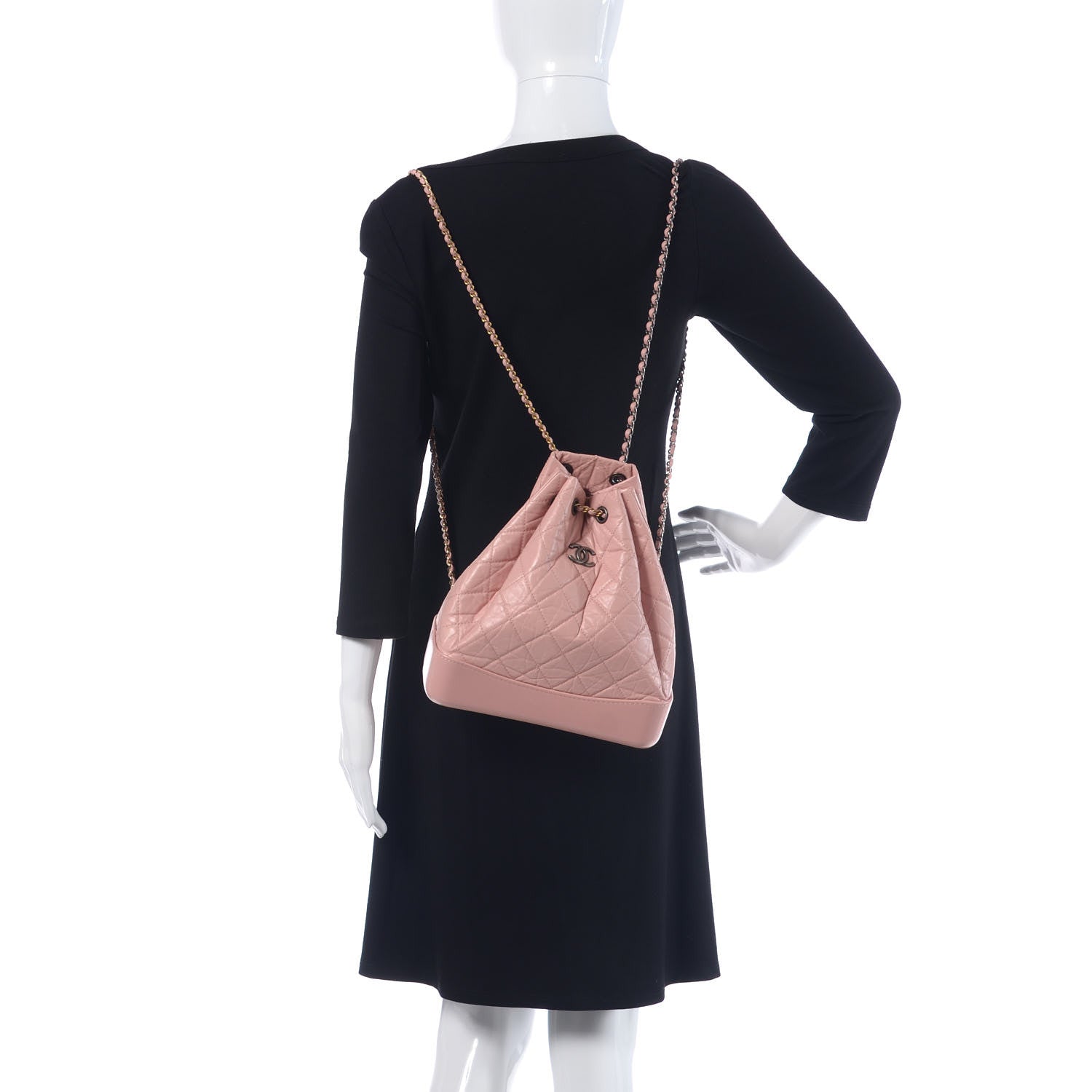 Chanel Aged Calfskin Quilted Gabrielle Backpack Light Pink 2 of 10