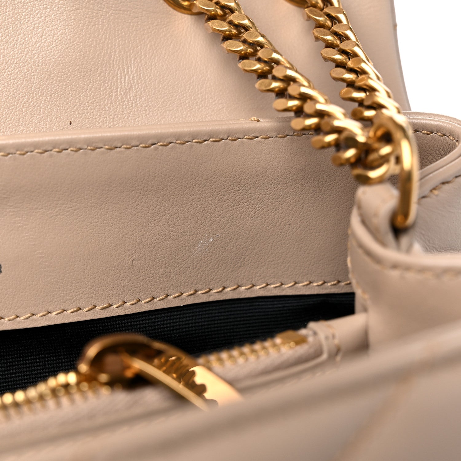 Saint Laurent Calfskin Y Quilted Monogram Small Loulou Chain Satchel Dark Beige 10 of 12