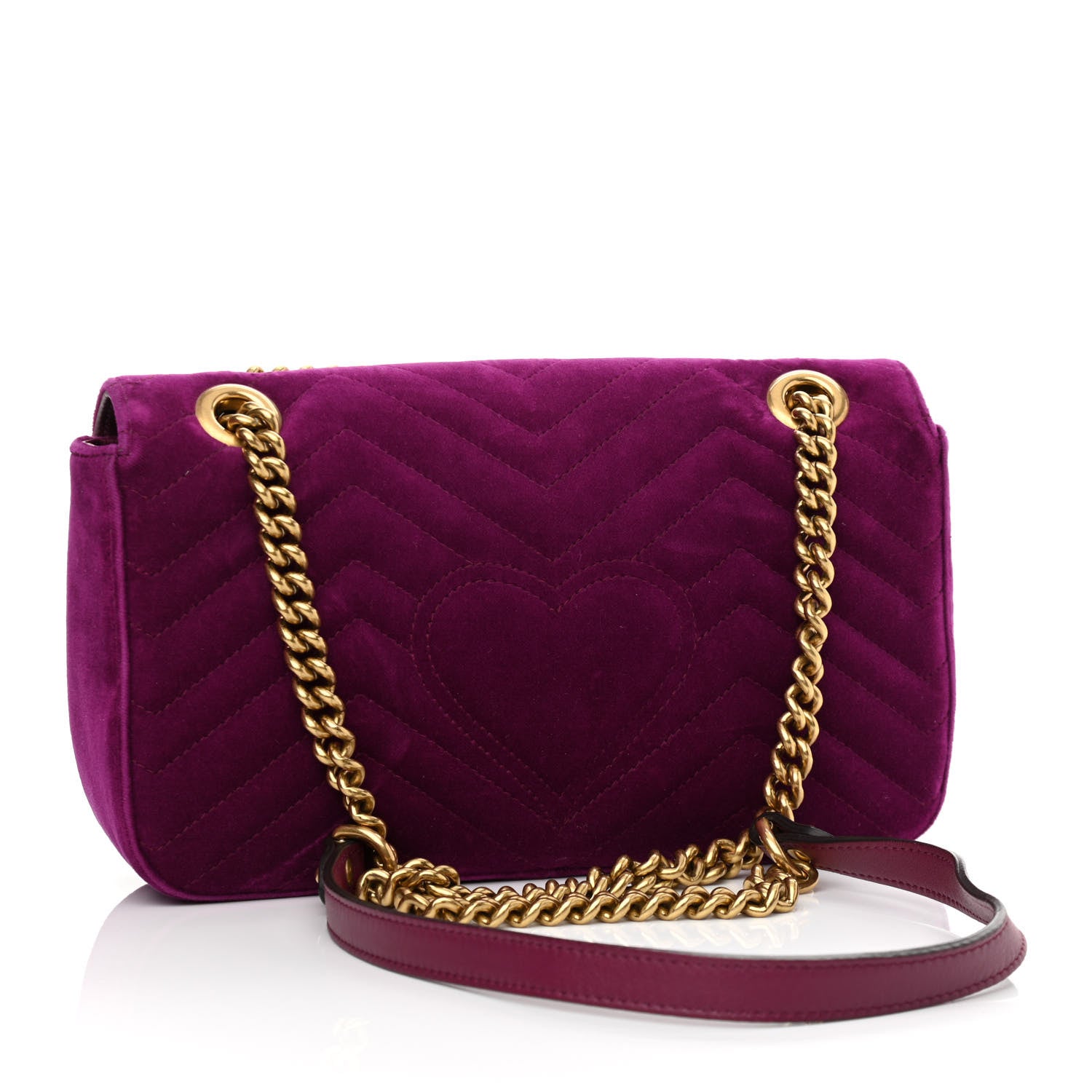 Gucci Velvet Matelasse Small GG Marmont Shoulder Bag Fuchsia Violet Cyclamen 3 of 11