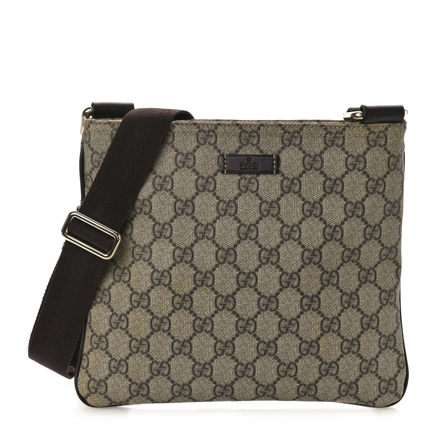 Gucci GG Supreme Monogram Small Flat Messenger Bag Dark Brown 1 of 9
