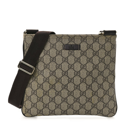 Gucci GG Supreme Monogram Small Flat Messenger Bag Dark Brown 1 of 9