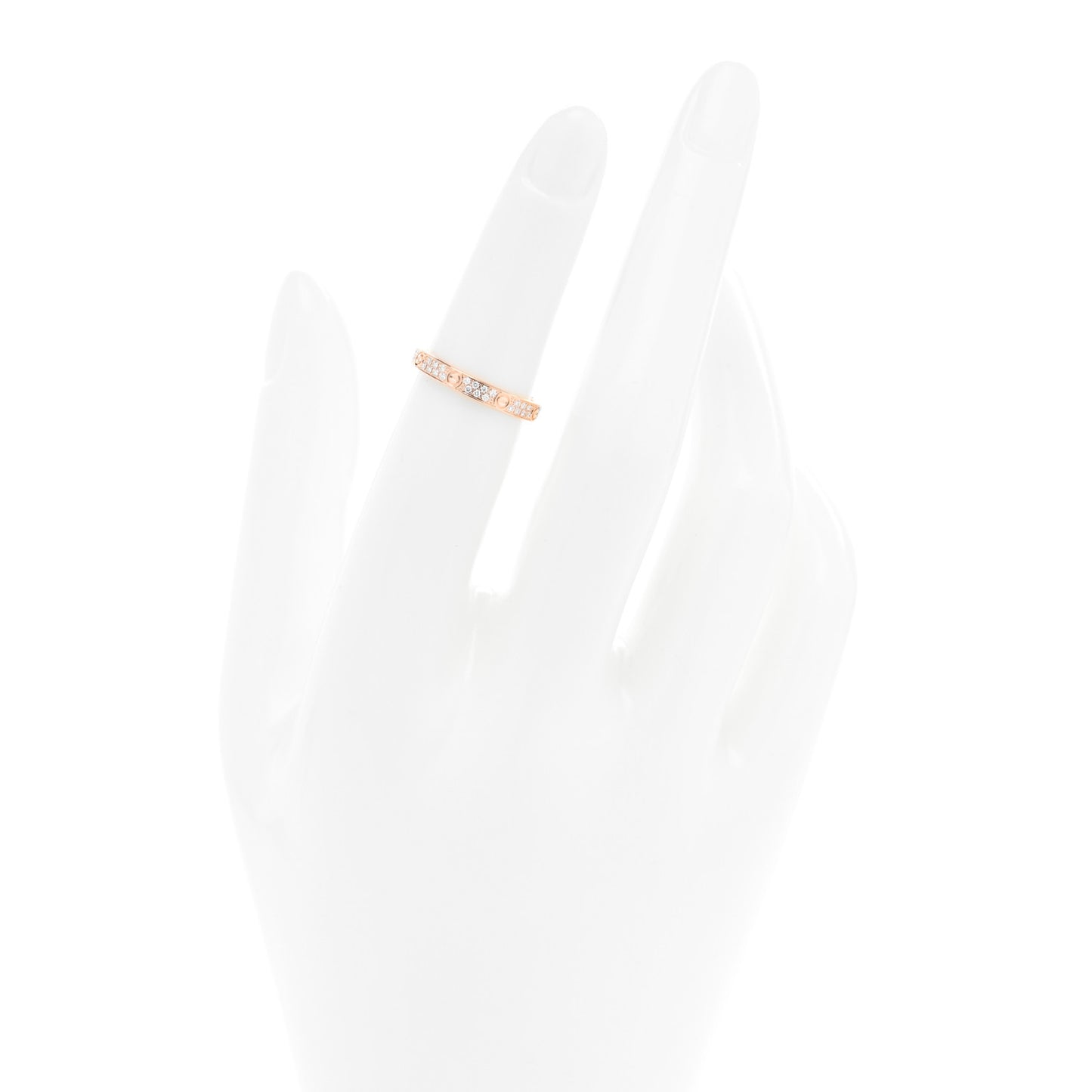 18K Pink Gold Diamond 2.6mm LOVE Paved Band Ring 49 5