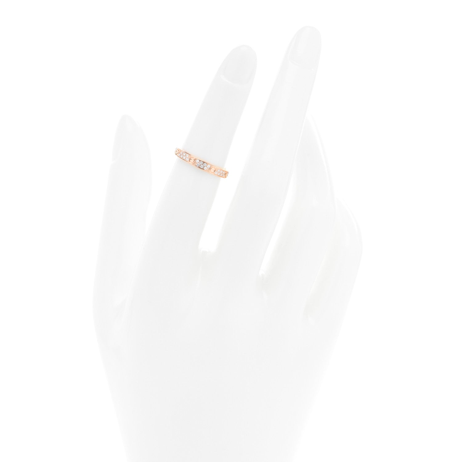 Cartier 18K Pink Gold Diamond 2.6mm LOVE Paved Band Ring 49 5 2 of 4