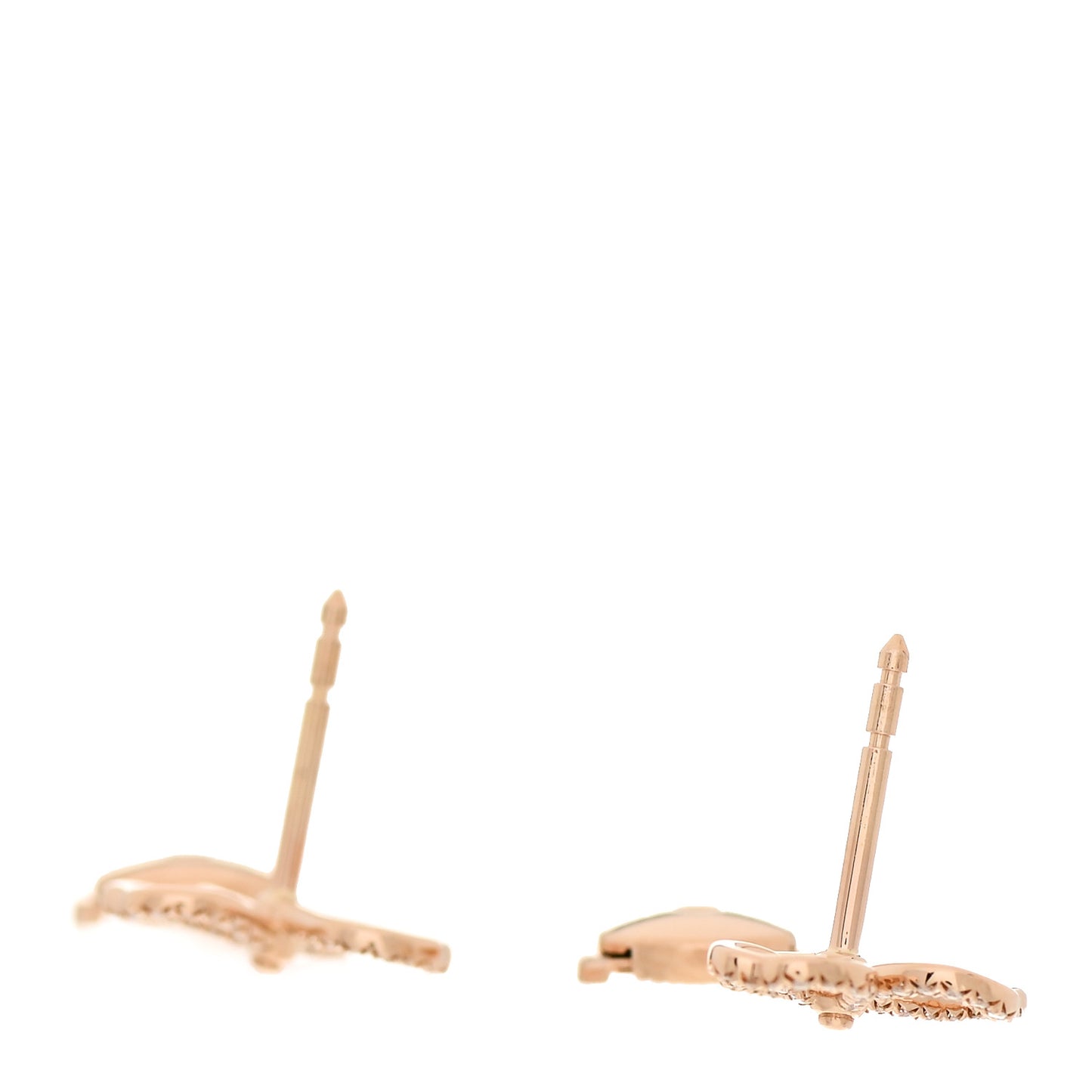 18K Rose Gold Diamond Paper Flowers Open Flower Earrings