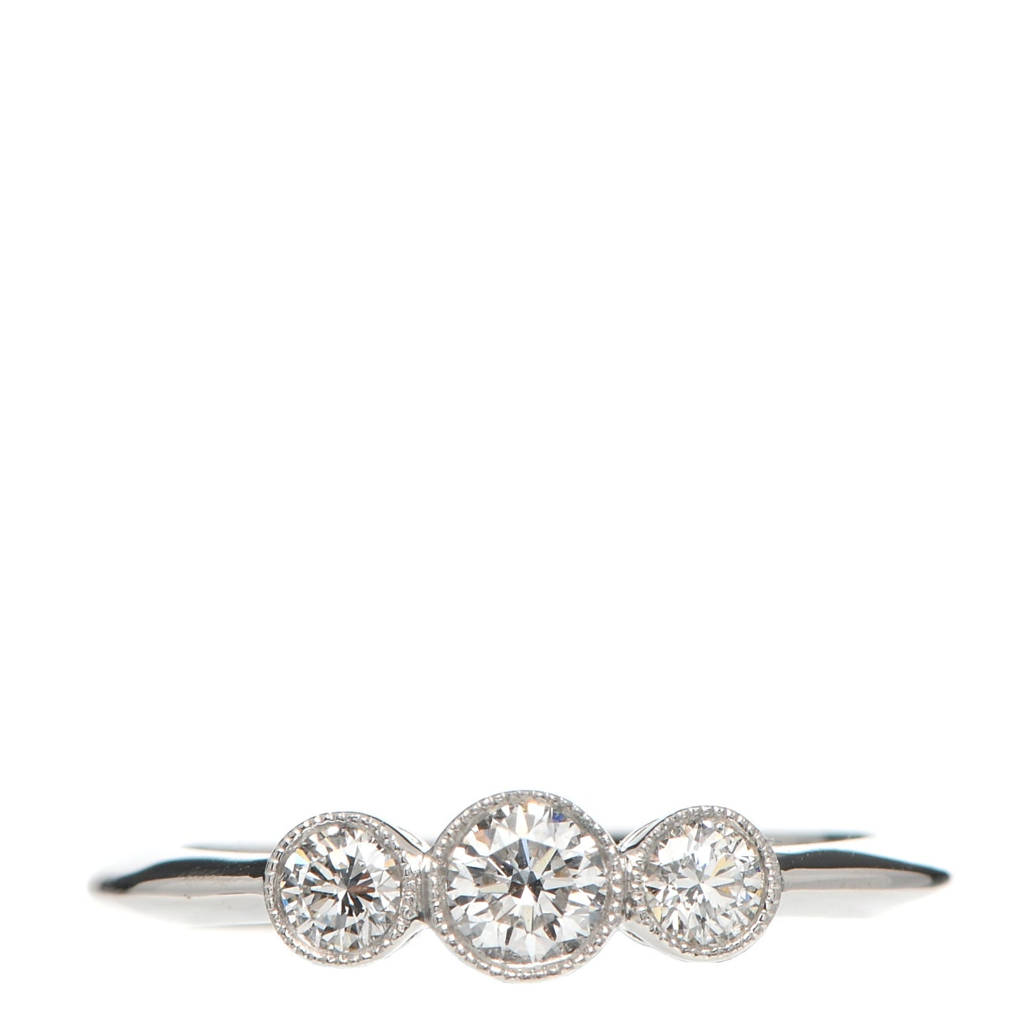 Platinum Diamond Three Stone Milgrain Ring 49 4.75