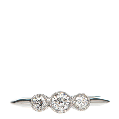 Tiffany Platinum Diamond Three Stone Milgrain Ring 49 4.75 1 of 5