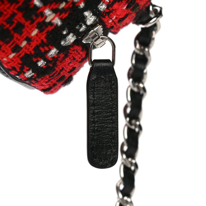 Chanel Tweed Quilted Round Filigree Clutch With Chain Red Black 12 of 13