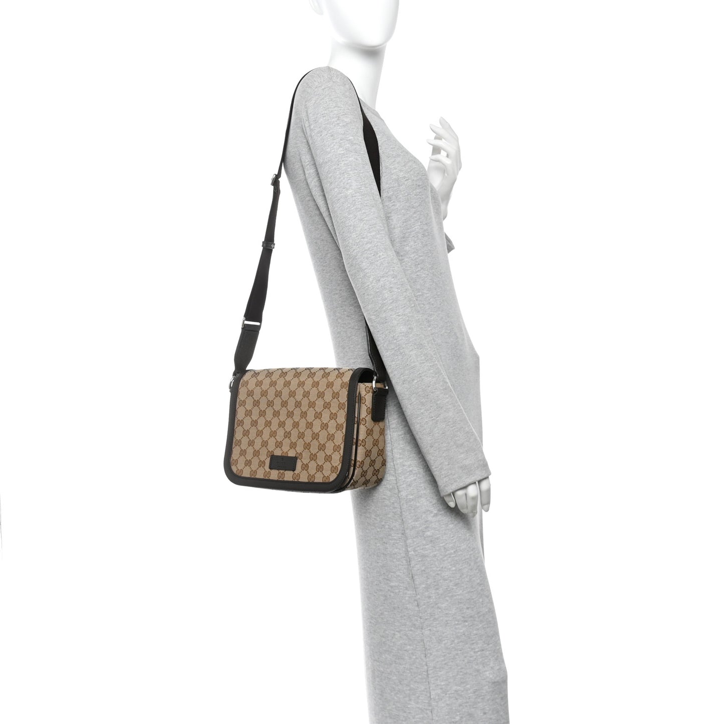 Monogram Flap Messenger Bag Beige Dark Brown Beige Dark Brown