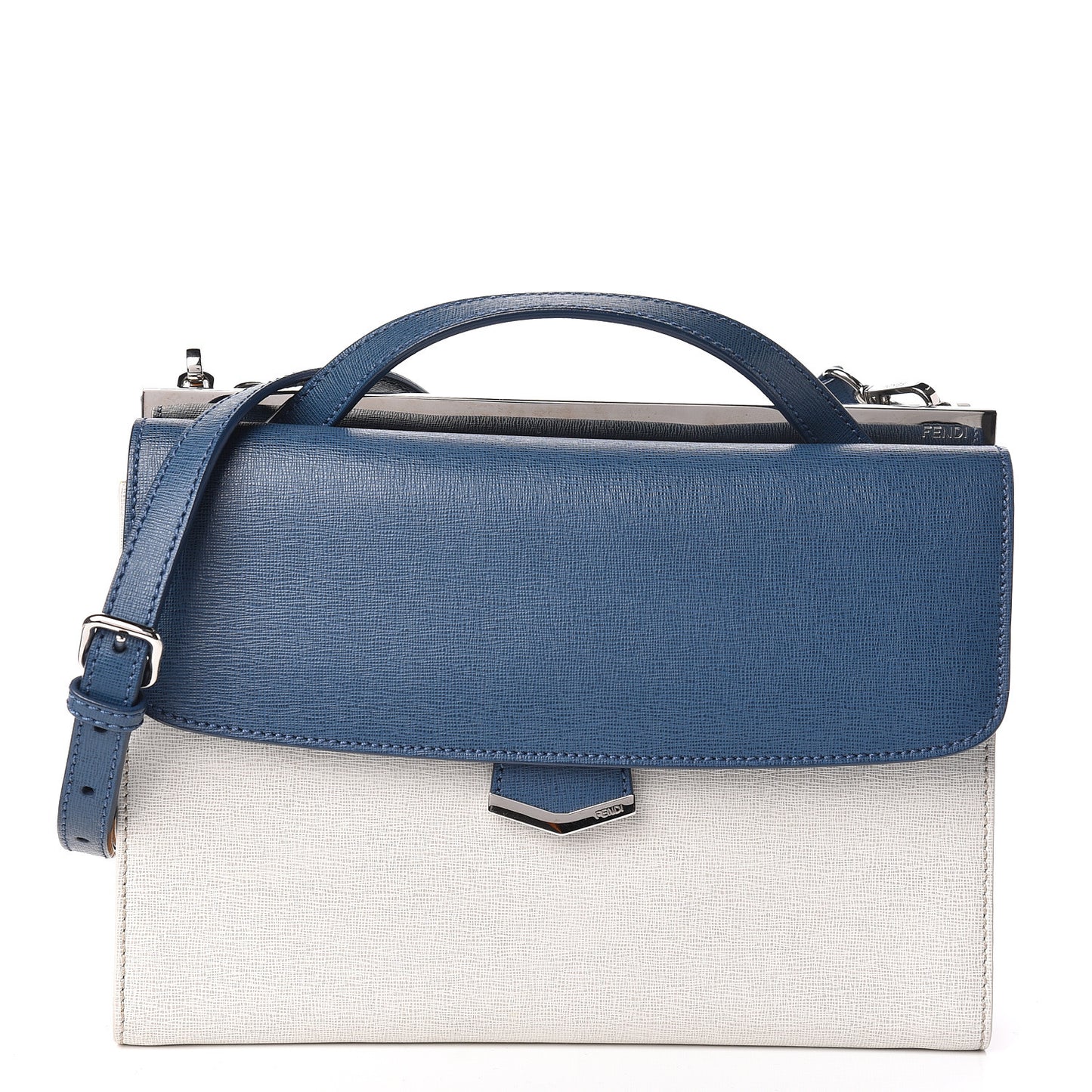 Vitello Elite Flamingo Colorblock Demi Jour Shoulder Bag Blue Grey
