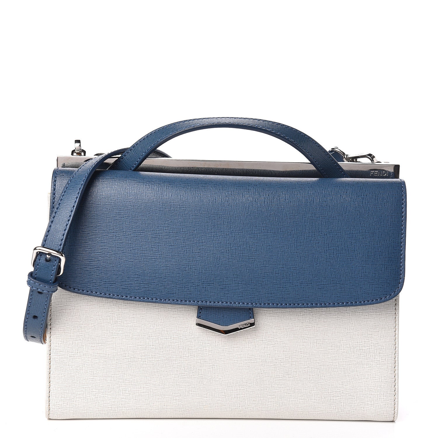 Fendi Vitello Elite Flamingo Colorblock Demi Jour Shoulder Bag Blue Grey 1 of 11