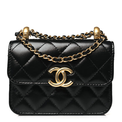 Chanel Calfskin Quilted Perfect Fit Coin Purse With Chain Black 1 of 12