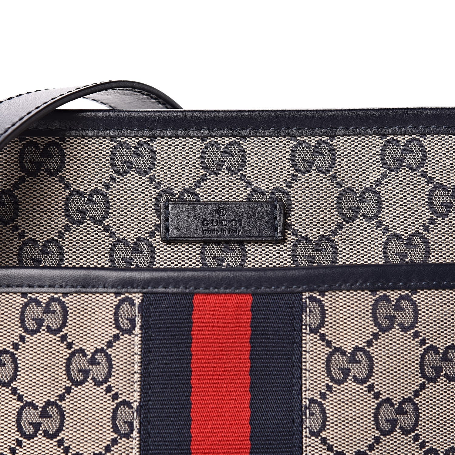 Gucci GG Supreme Monogram Web Flat Messenger Bag Navy 8 of 10