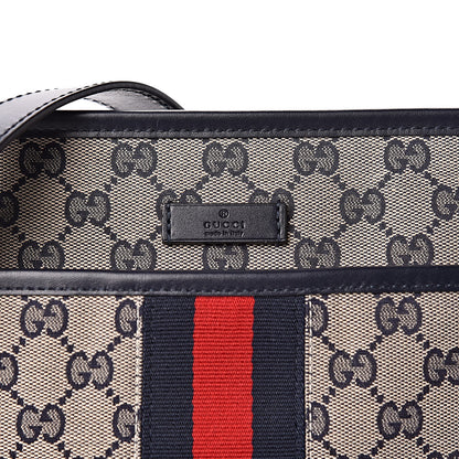 Gucci GG Supreme Monogram Web Flat Messenger Bag Navy 8 of 10