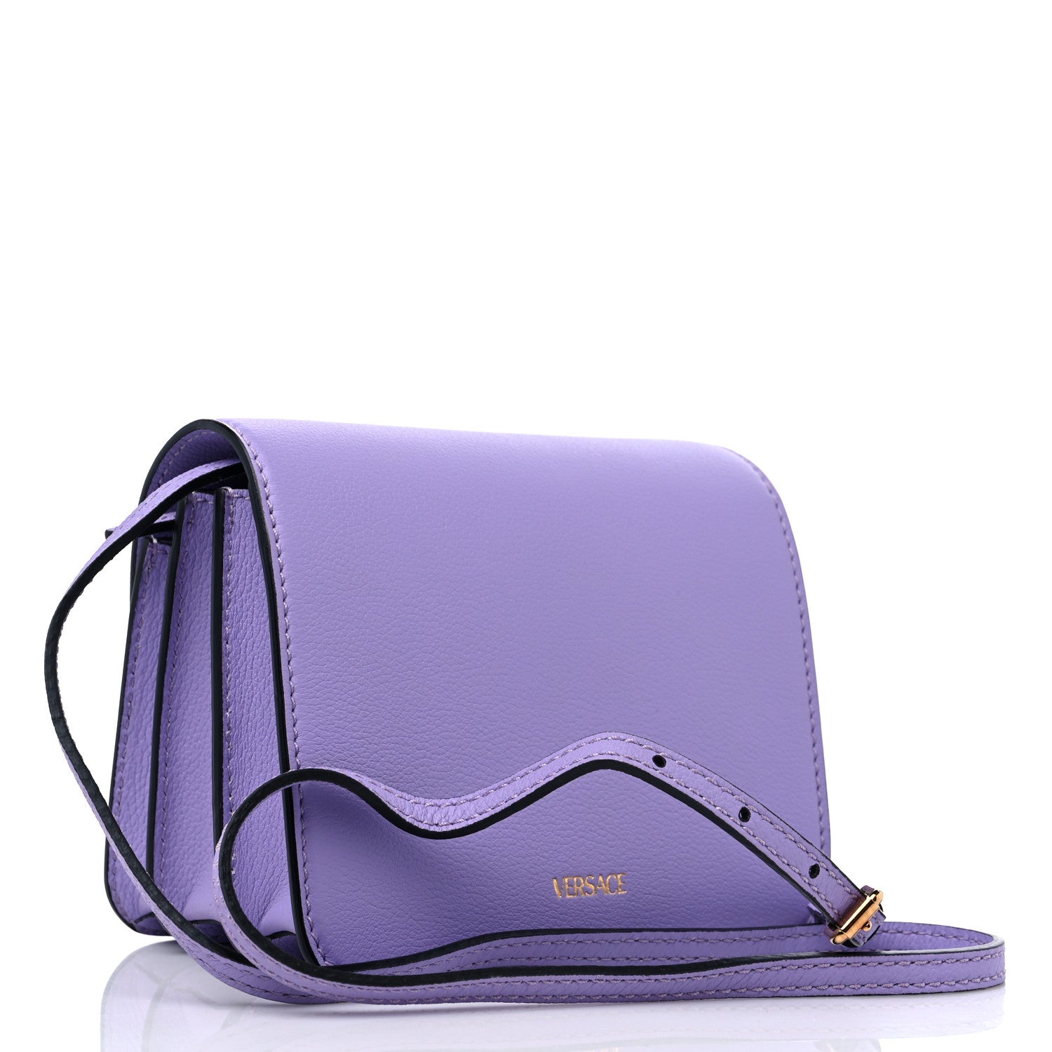Versace Grained Calfskin La Medusa Shoulder Bag Lilac 2 of 9