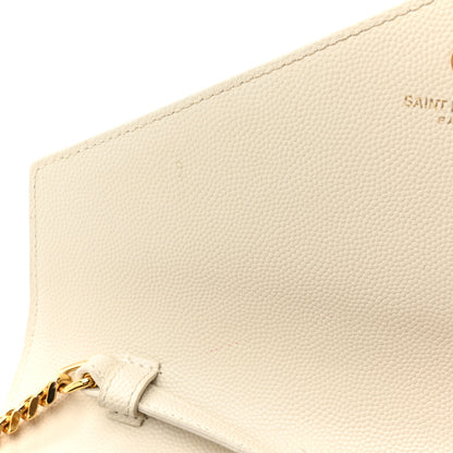 Saint Laurent Grain De Poudre Matelasse Chevron Monogram Chain Wallet Crema Soft 16 of 18