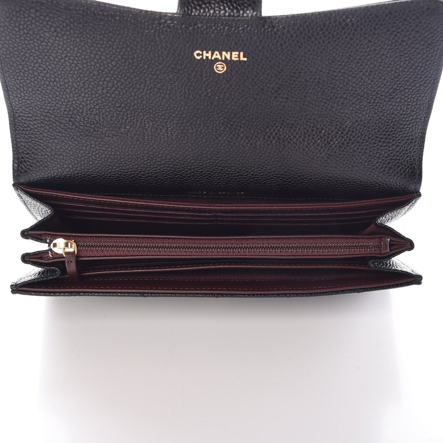 Caviar Quilted Large Gusset Flap Wallet Black