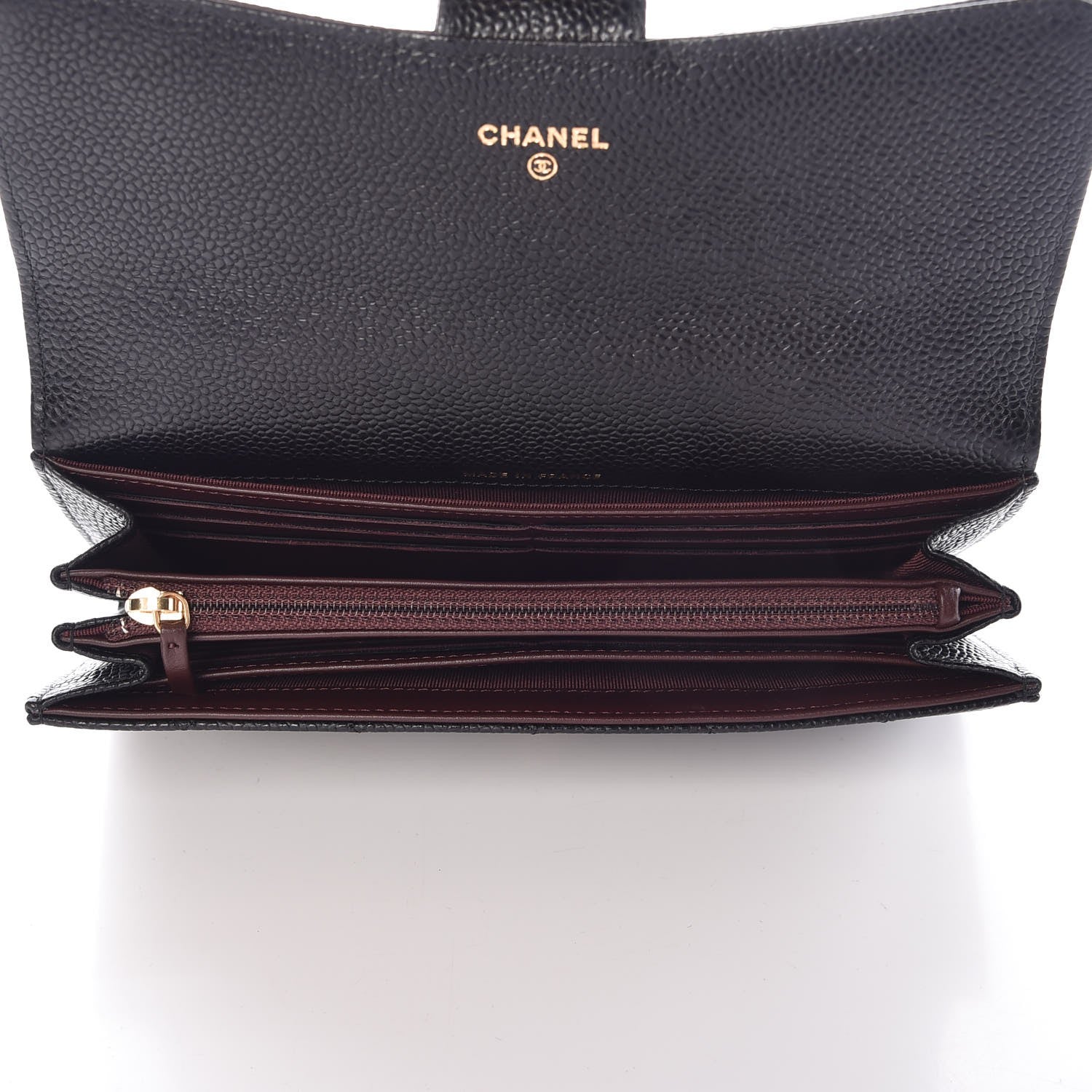 Chanel Caviar Quilted Large Gusset Flap Wallet Black 8 of 9