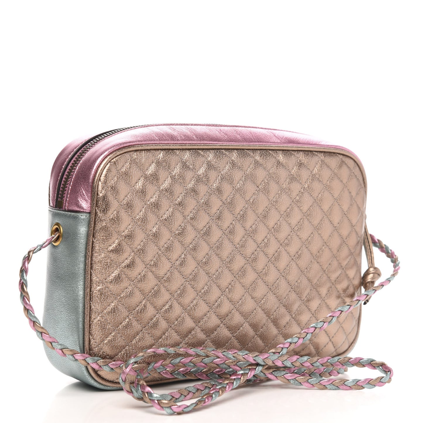 Laminated Nappa Trapuntata Small Zumi Shoulder Bag Rosa Lago Rame