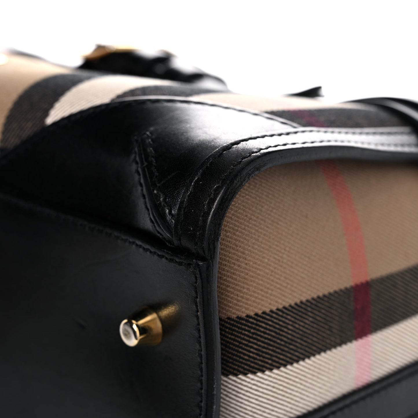 House Check Bridle Calfskin Medium Alchester Bowling Bag Black