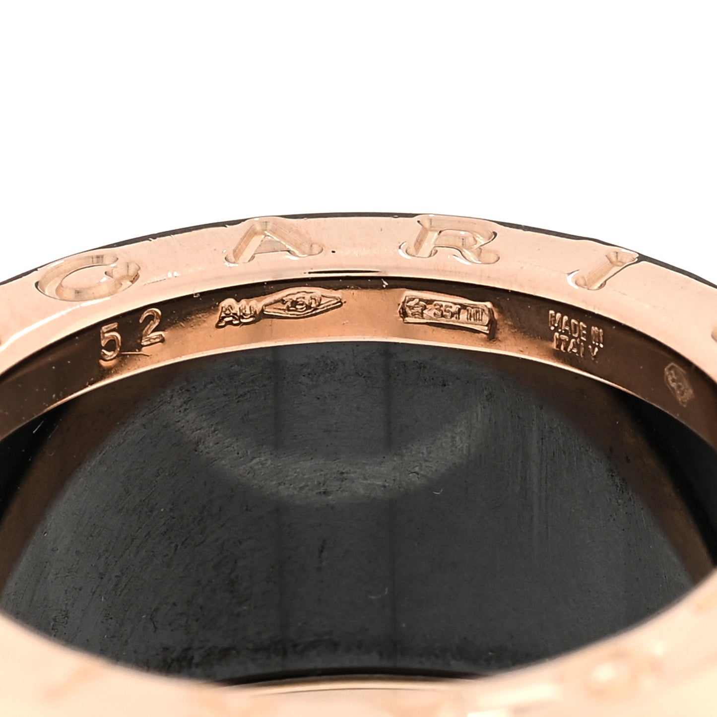 18K Rose Gold Black Ceramic B.Zero1 Four-Band Ring 52 6