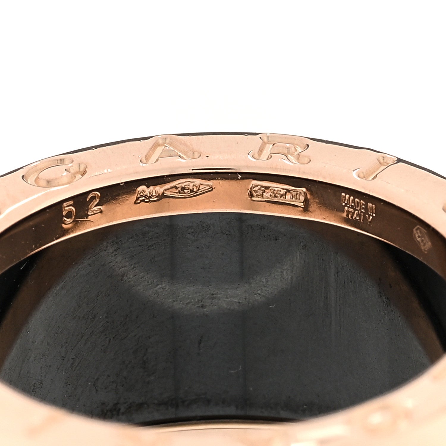Bulgari 18K Rose Gold Black Ceramic B.Zero1 Four-Band Ring 52 6 4 of 5