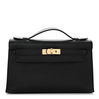 Hermes Swift Kelly Pochette Clutch Black 1 of 12