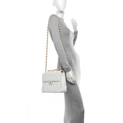 Chanel Caviar Quilted Jumbo Single Flap White 2 of 11