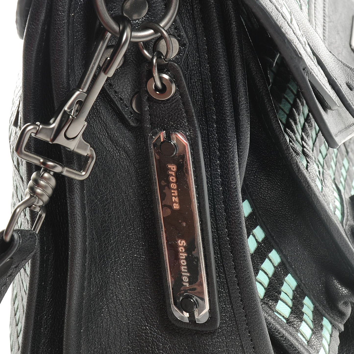 Woven Leather PS1 Medium Satchel Black
