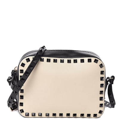 Valentino Garavani Calfskin Rockstud Camera Crossbody Bag Ivory Black 1 of 9