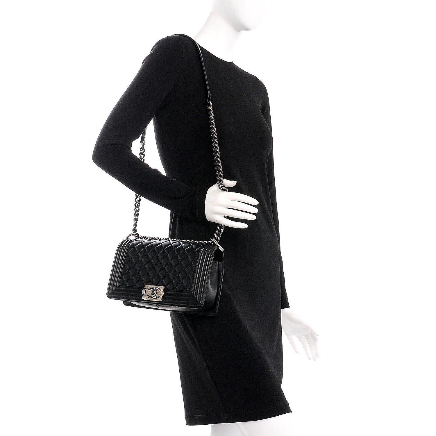 Chanel Lambskin Quilted Medium Boy Flap Black 2 of 8
