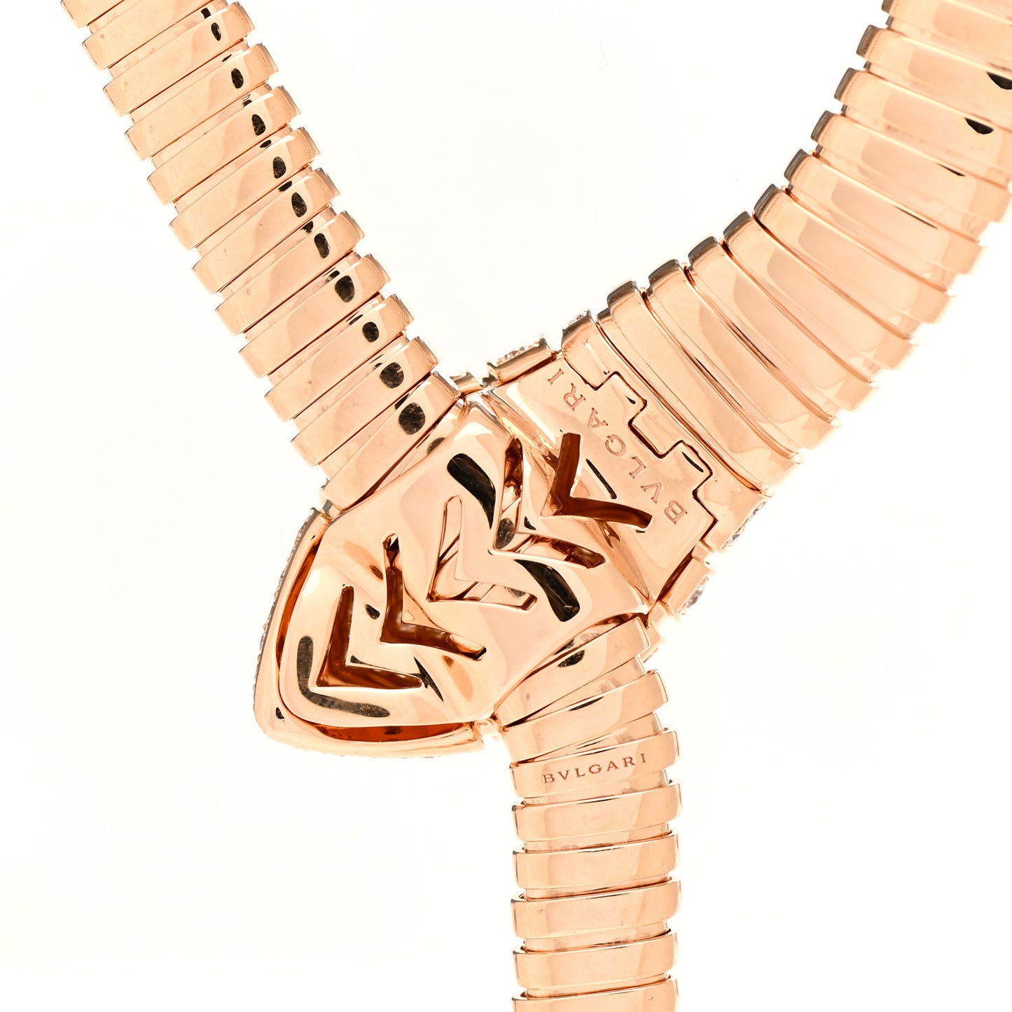 18K Rose Gold Diamond Serpenti Tubogas Necklace