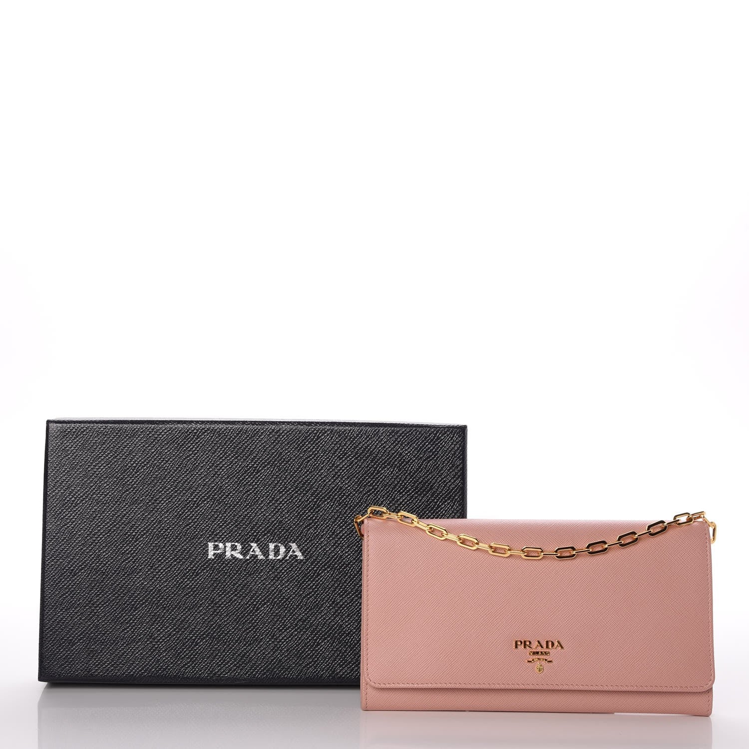 Prada Saffiano Metal Large Chain Wallet Orchidea 8 of 8