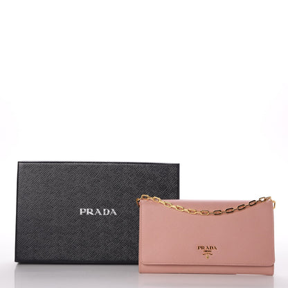 Prada Saffiano Metal Large Chain Wallet Orchidea 8 of 8