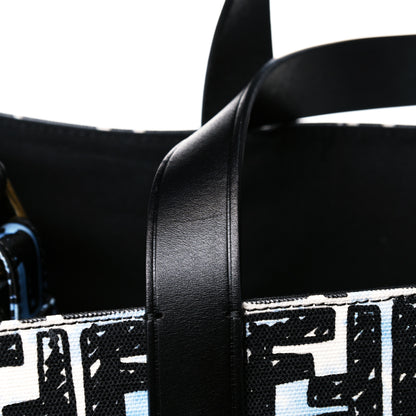Fendi X JOSHUA VIDES Coated Canvas FF Cloudy Shopping Tote White Celeste Black 17 of 17