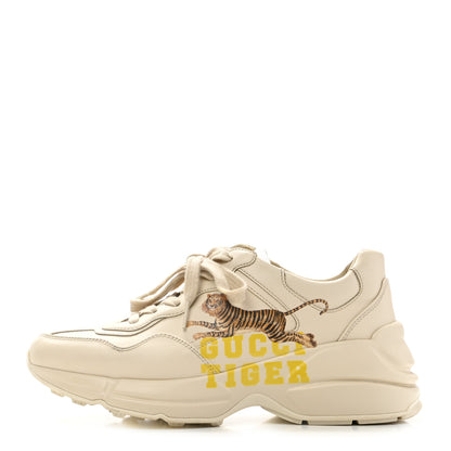 Gucci Calfskin Tiger Rhyton Sneakers 37 Ivory 1 of 11